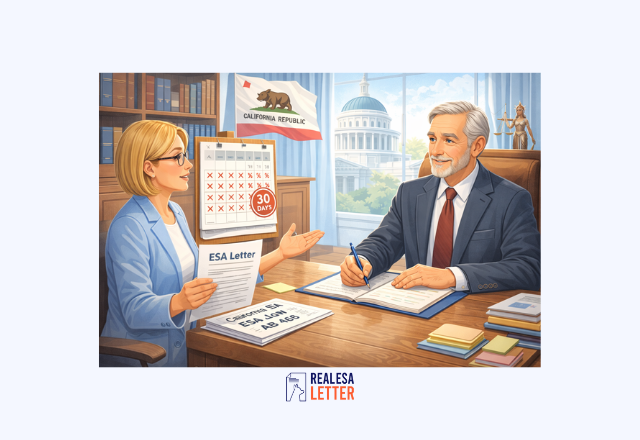 California AB 468 ESA Law 30-day requirement